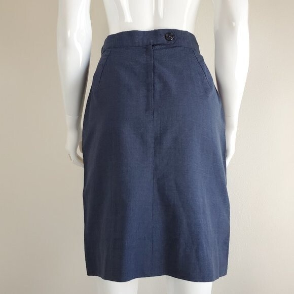 Vintage 60s Navy Blue Pencil Skirt - Picture 4 of 7